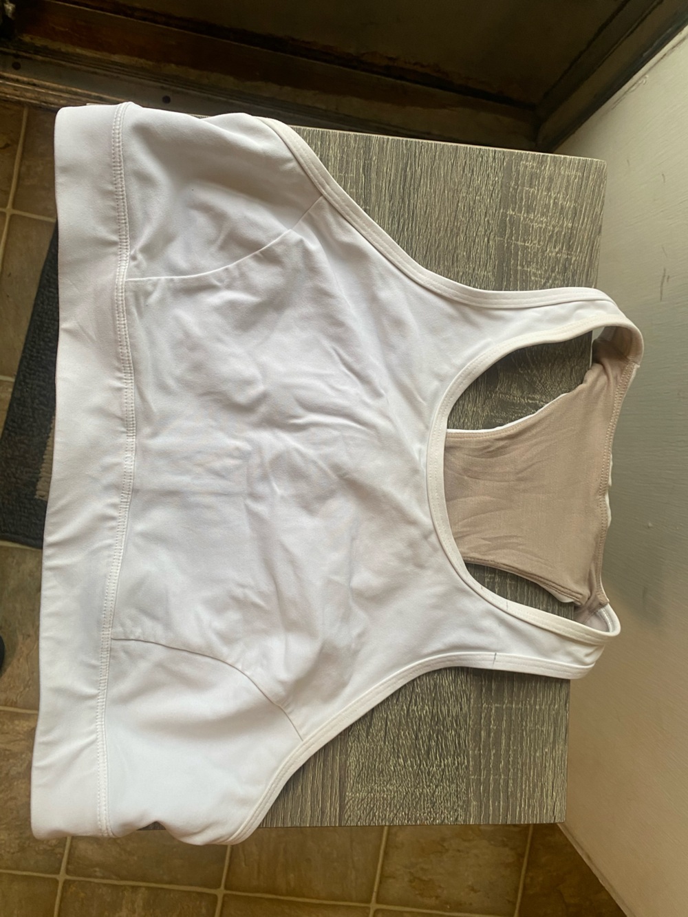 Lululemon White Tank Top with Nude Lining